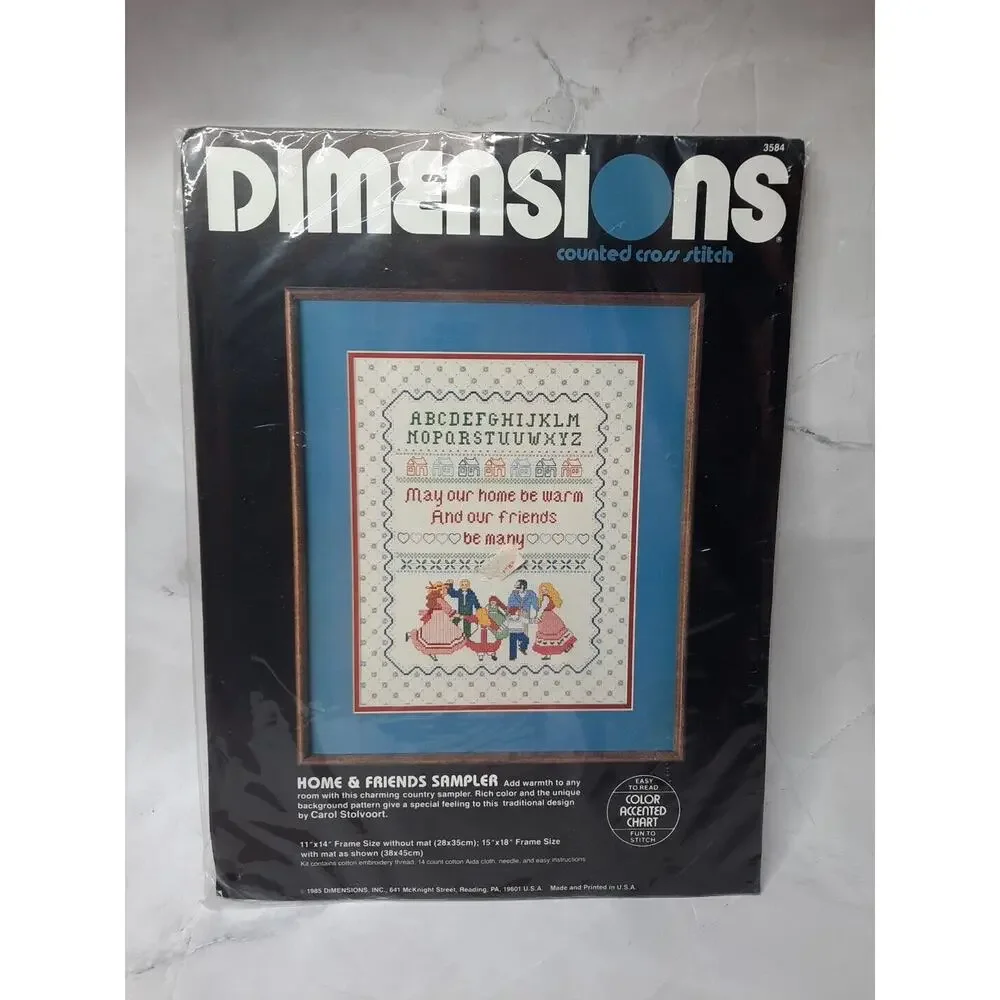 Dimensions Counted Cross Stitch Kit Home & Friends Sampler 3584 Vintage 1985